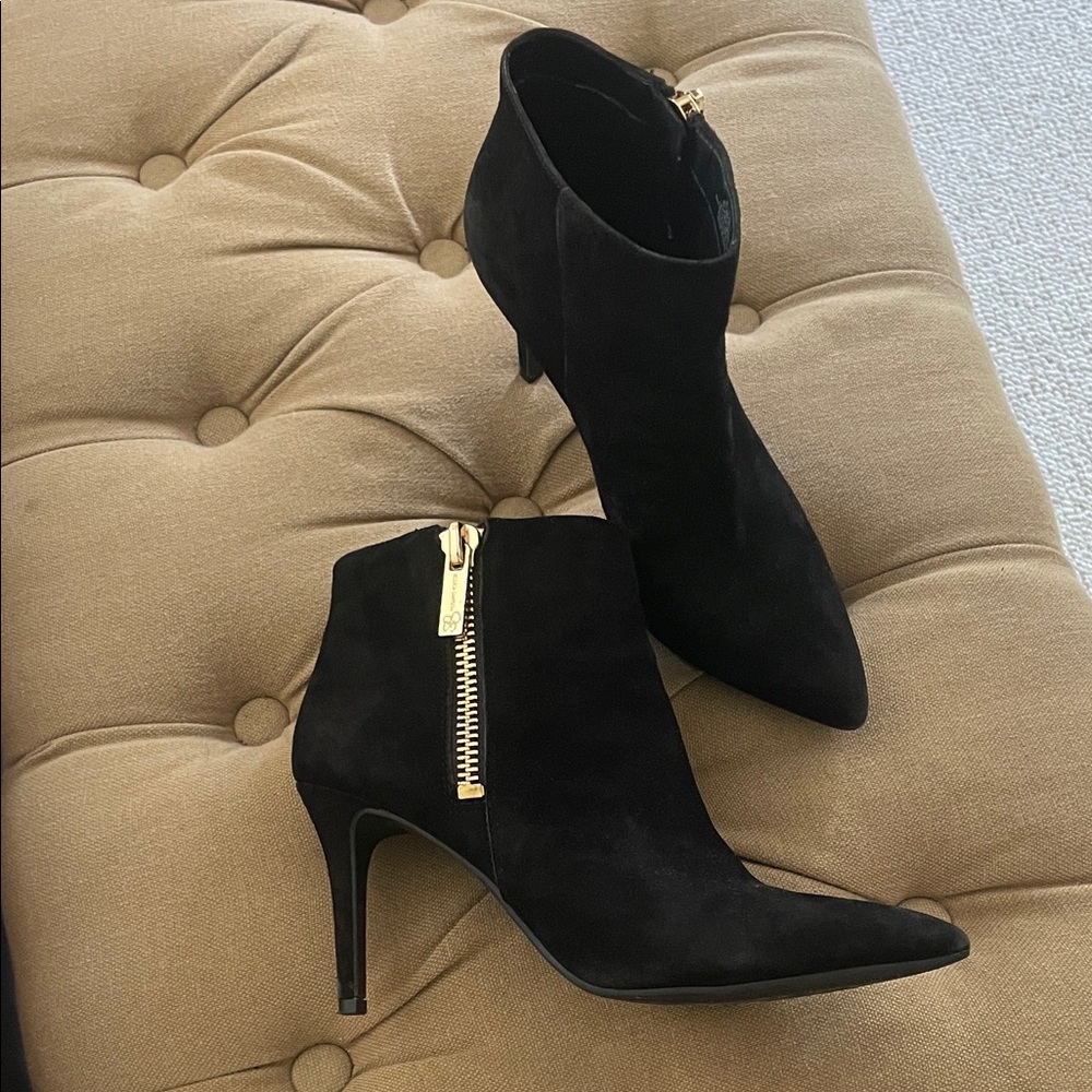 Jessica Simpson Black Ankle Booties with Gold Accent